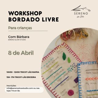1º Workshop de Bordado Livre
🧵para Crianças 🧵

Uma oficina criativa pensada especialmente para os mais pequenos! 

Neste workshop os mais pequenos vão descobrir o mundo do bordado livre, explorando diferentes técnicas, cores e texturas de forma divertida e criativa.

Entre linhas, agulhas e muita imaginação, os mais pequenos terão a oportunidade de criar a sua própria peça, estimulando a concentração, a coordenação e a expressão artística.

🎨 Para crianças dos 6 aos 12 anos

🌈 Vamos juntos explorar a criatividade, desenvolver a autonomia e o prazer de criar com as mãos.

📩 Vagas limitadas.
